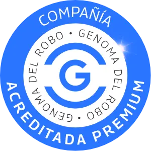 Sello de certificación Genoma del Robo. Compañía Acreditada PREMIUM